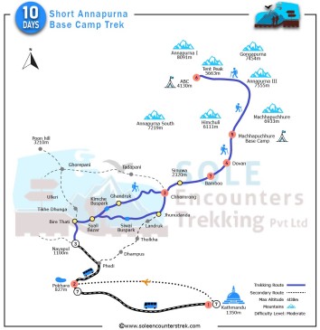 Annapurna Base Camp Trek (ABC Trek) route map